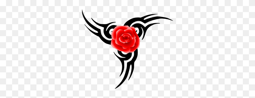 300x265 Tribal Tattoo With Rose Png, Clip Art For Web - Tribal Tattoo PNG