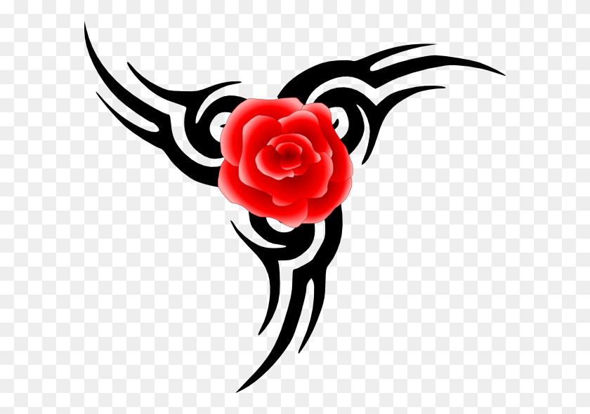 600x530 Tribal Tattoo With Rose Png Clip Arts For Web - Black Rose PNG