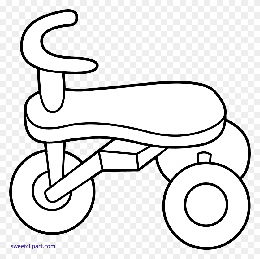4508x4489 Трехколесный Велосипед Line Art Clipart - Трехколесный Клипарт