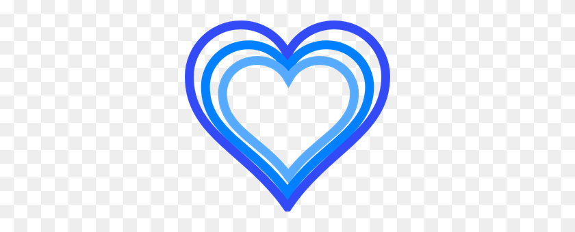 300x280 Triple Blue Heart Outline Png Clip Arts For Web - Free Clip Art Heart Outline