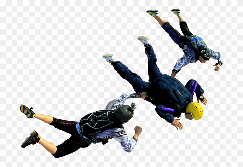 702x518 Triple Skydivers Before Opening Parachute Transparent Png - Parachute PNG