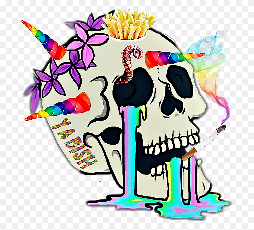 698x702 Trippy Skull Smoking - Smoke PNG Transparent Background