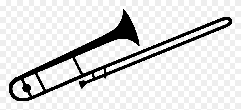 7043x2938 Trombone Clipart - Tuba Clipart