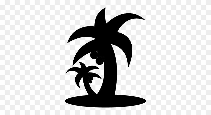 400x400 Тропический Пляж Пальмы Деревья Силуэт Бесплатные Векторы, Логотипы - Силуэт Пальмы Png