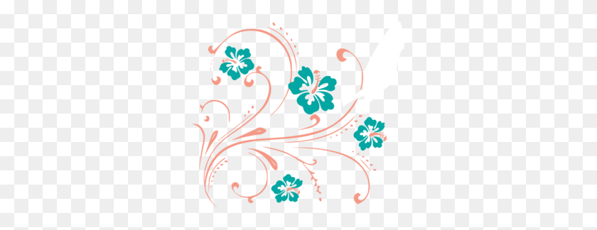 299x264 Tropical Flower Scroll Clip Art - Tropical Flower Clipart