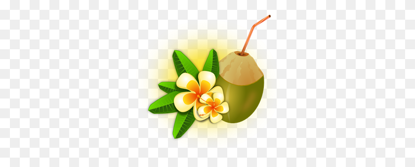 300x279 Tropical Flower With Coconut Drink Png Clip Arts For Web - Tropical Flower Clipart