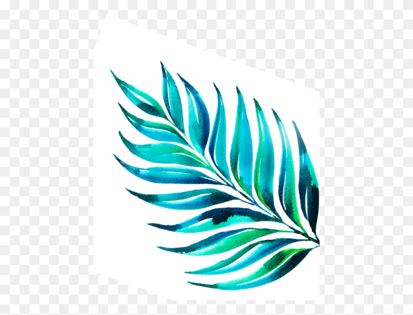 460x582 Tropical Leaf Right Watercolor Byheartmade Heartmade Es - Watercolor Leaf PNG