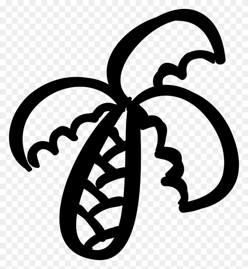 900x980 Tropical Palm Tree Outline Png Icon Free Download - Tree Outline PNG