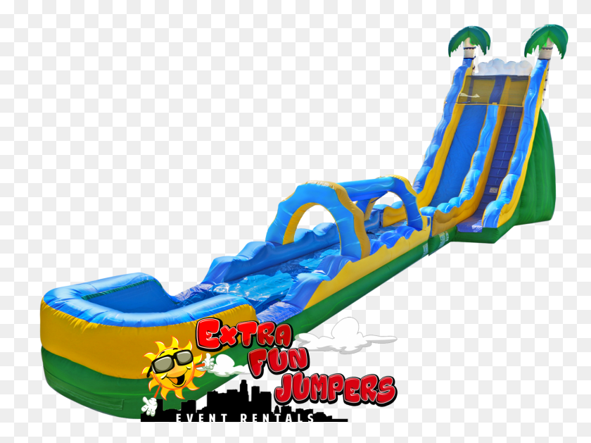 1600x1169 Tropical Wave Single Lane Water Slide - Slip And Slide Clip Art