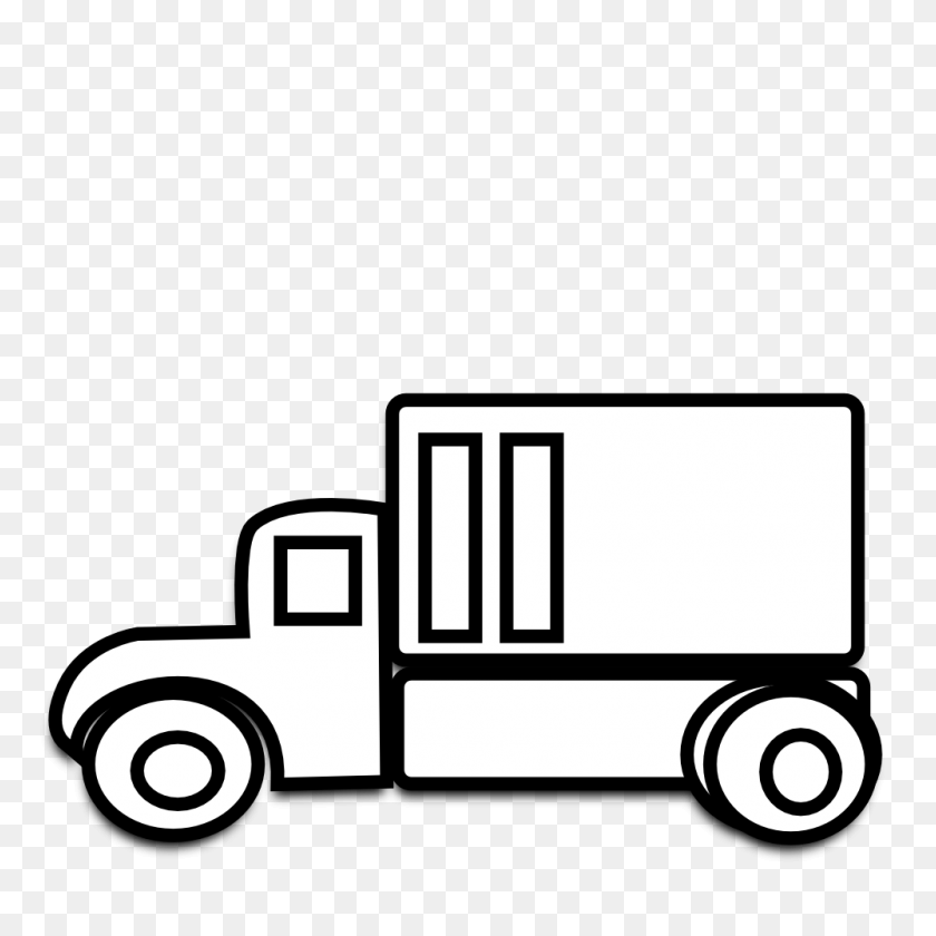 999x999 Camion Blanco Y Negro Semi Camion Clipart Blanco Y Negro Gratis - Camion De Bomberos Clipart