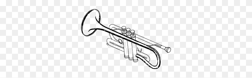300x201 Trumpet Clip Art - Saxophone Clipart Black And White