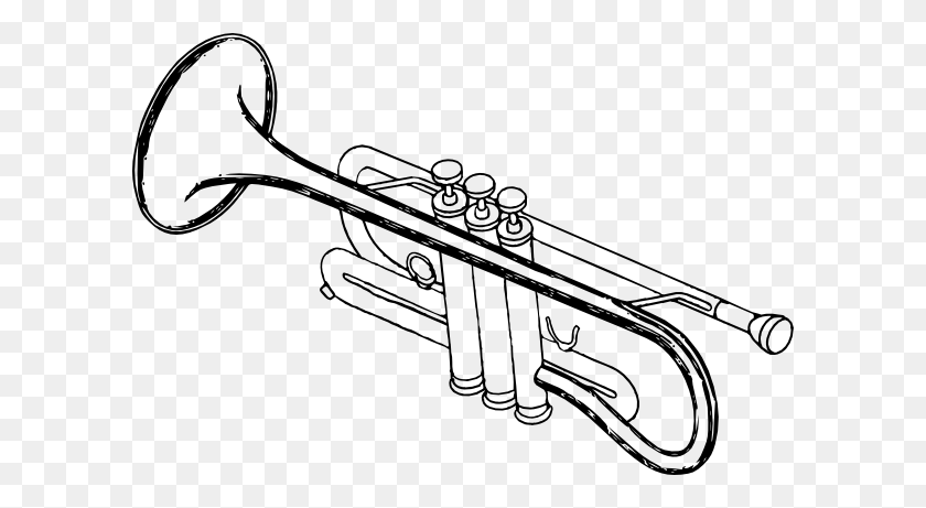 600x401 Trumpet Clip Art - Musical Instruments Clipart Black And White