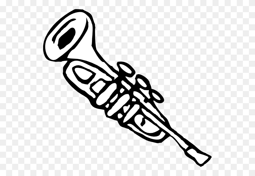 555x520 Trumpet Clip Art Black And White - Play Clipart Black And White