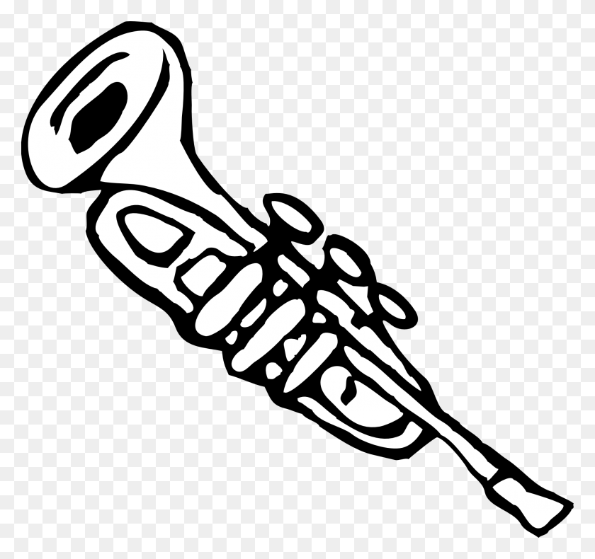 1969x1845 Trumpet Clip Art Black And White - Swan Clipart Black And White