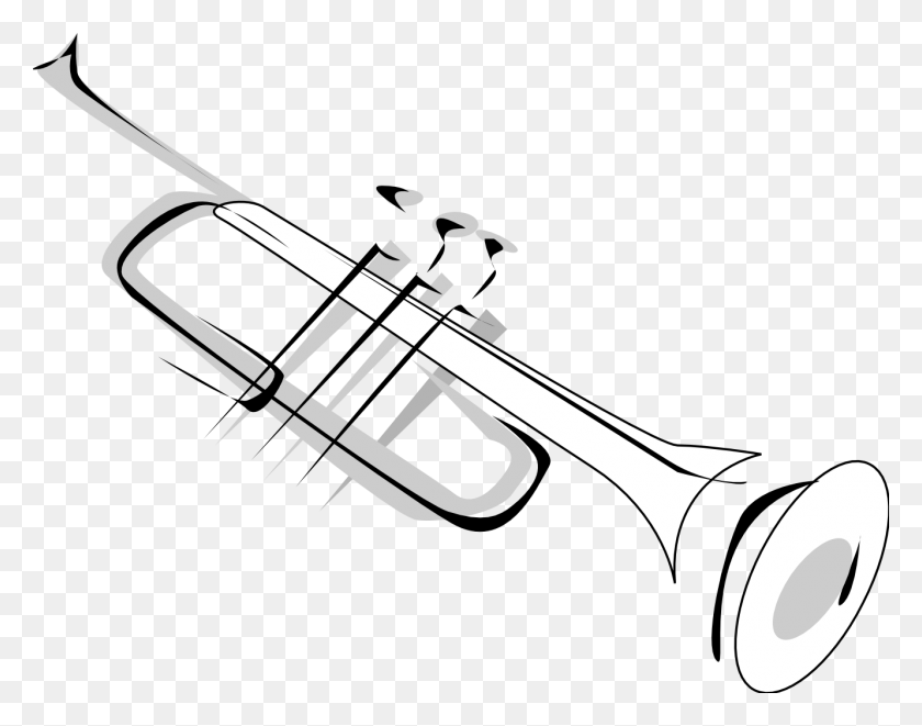 1331x1026 Trumpet Clip Art Image Black - Indian Clipart Black And White
