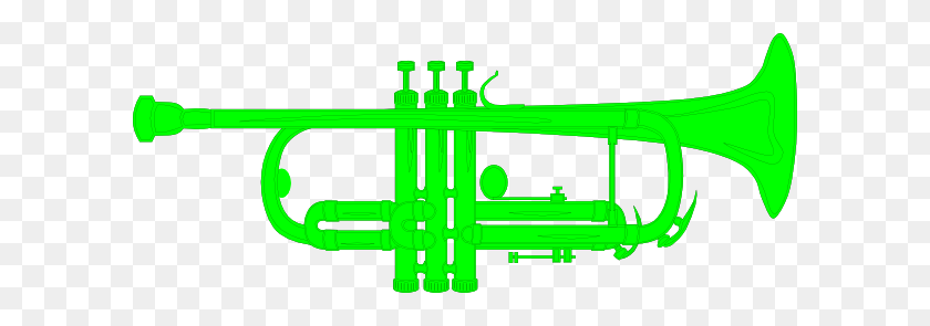 600x235 Trumpet Green Clip Art - Trumpet Player Clipart