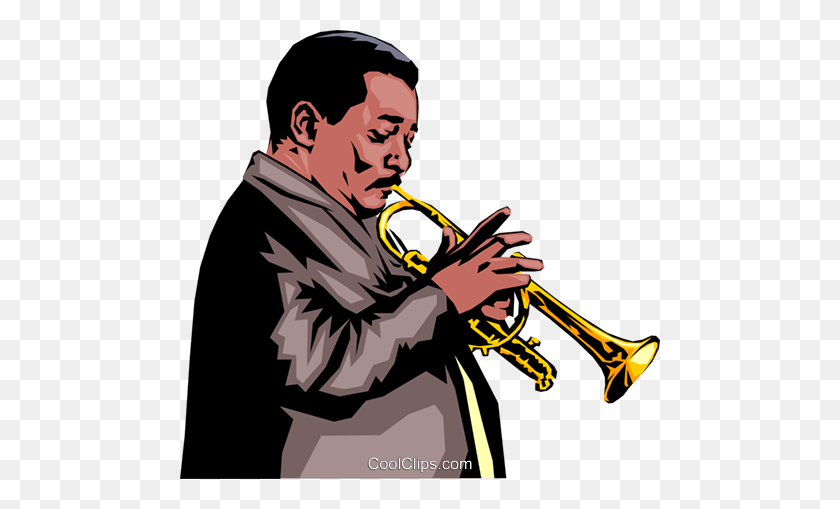 480x449 Trumpet Player Royalty Free Vector Clip Art Illustration - Trumpet Player Clipart