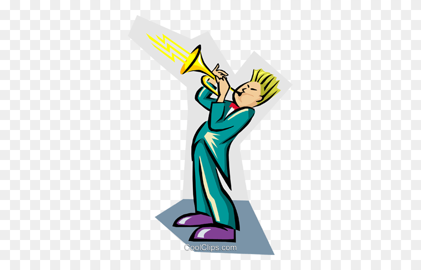 329x480 Trumpet Player Royalty Free Vector Clip Art Illustration - Trumpet Player Clipart