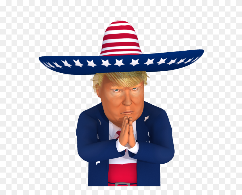 618x618 Trumpstickers Begging Mexican Trump Caricature Free Png - Trump PNG