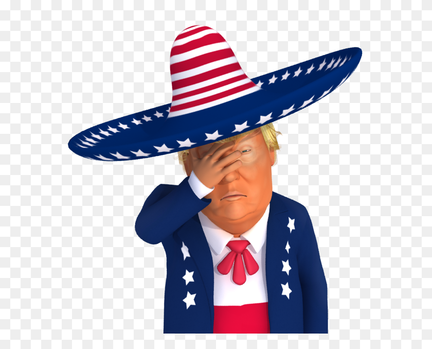618x618 Trumpstickers Face Palm Mexican Trump Caricature Free Png - Trump PNG