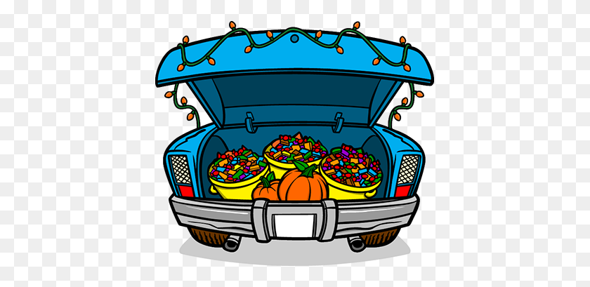 397x349 Trunk Or Treat - Trick Or Treat Clipart