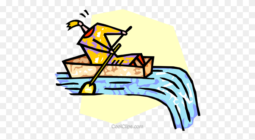 480x402 Trying To Row Away From A Waterfall Royalty Free Vector Clip Art - Row Clipart