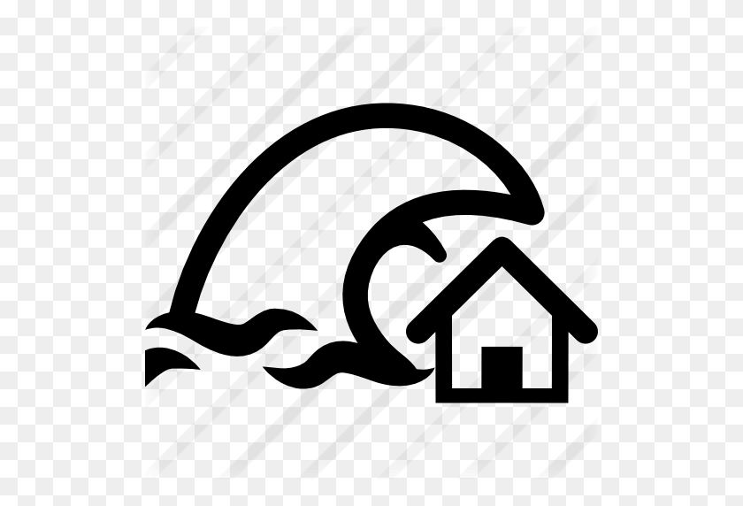 512x512 Tsunami Insurance Symbol Of A Home And A Big Ocean Wave - Ocean Wave PNG