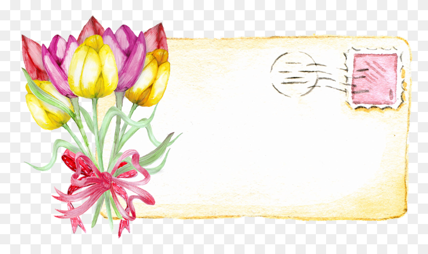 1280x722 Tulip, Post Card, Label, Vintage, Floral - Watercolor Flowers PNG
