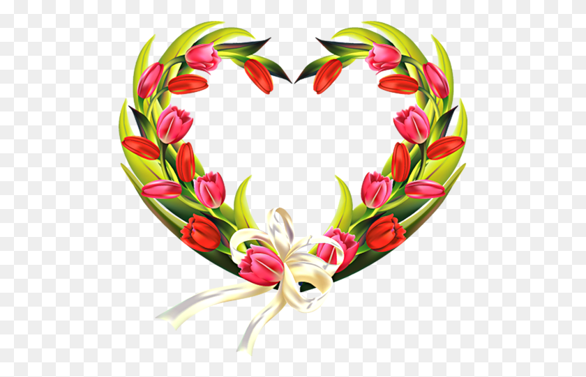 500x481 Tulips Heart Clip Art - Flower Heart Clipart