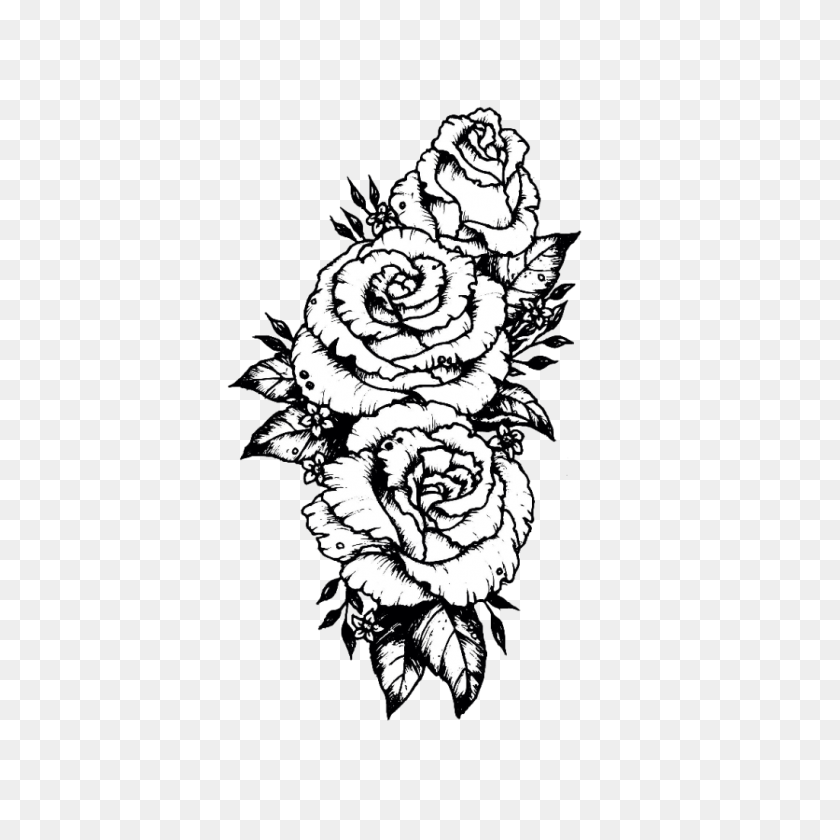 1024x1024 Tumblr Sticker Stickers Flower Flowers Rose Roses Black - Rose PNG Tumblr
