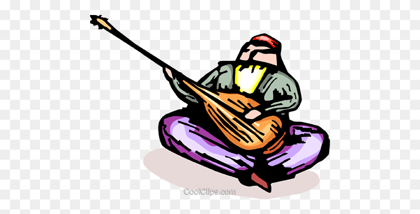 480x369 Turkish Man Playing A Large Mandolin Royalty Free Vector Clip Art - Mandolin Clipart