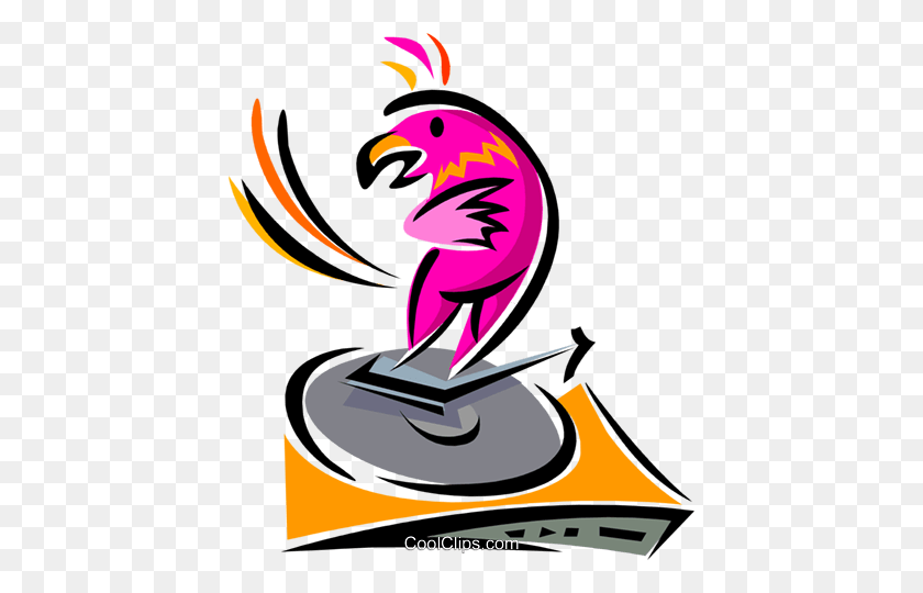 424x480 Turntable With Parrot Royalty Free Vector Clip Art Illustration - Turntable Clipart