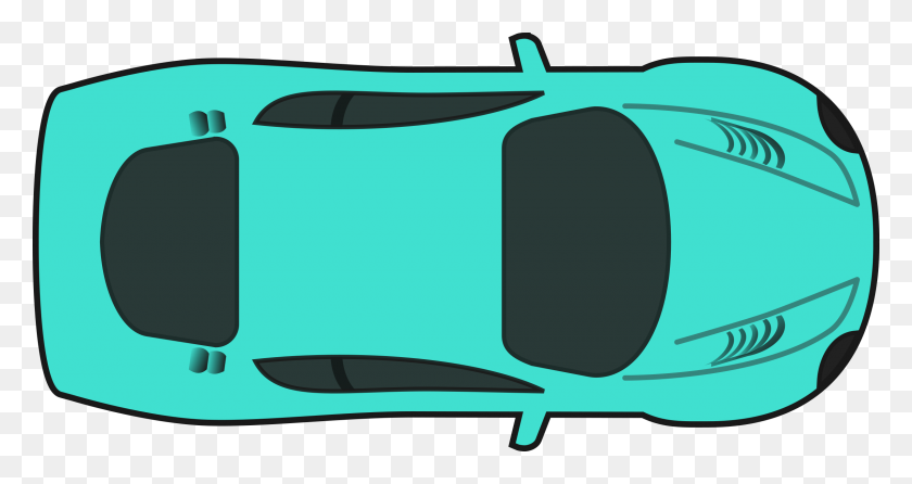 2400x1190 Turquois Racing Car - Top View PNG