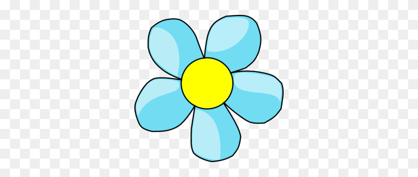 300x297 Turquoise Blue Flower With Yellow Center Clip Art - Turquoise Flower Clipart