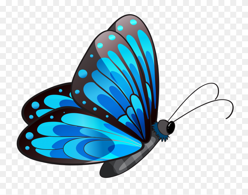 4155x3205 Turquoise Butterflies Clip Art - Butterfly Border Clipart
