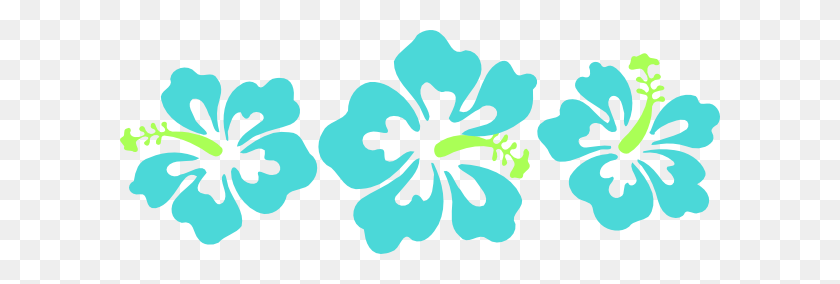600x224 Turquoise Clipart Hibiscus Flower - Teal Flower Clipart