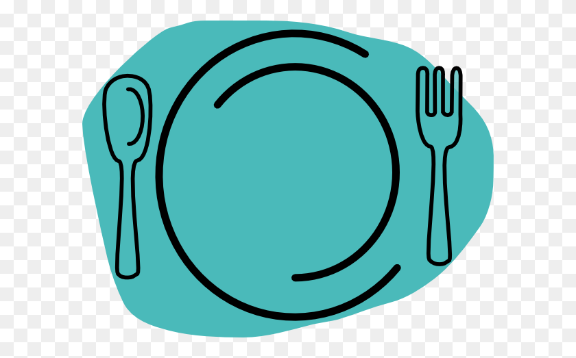 600x463 Turquoise Plate Clip Art - Silverware Clipart