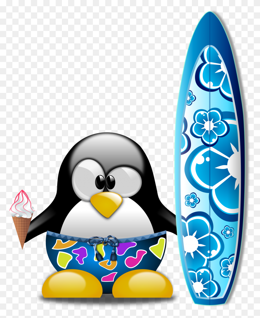 1935x2400 Tux The Surfer Iconos Png - Surfista Png