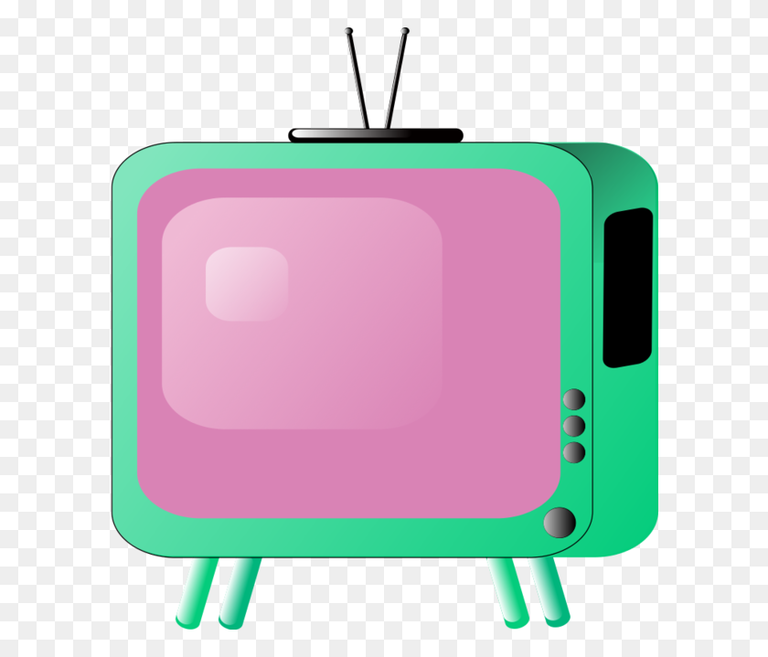 600x659 Tv Clipart Pink - Watching Television Clipart
