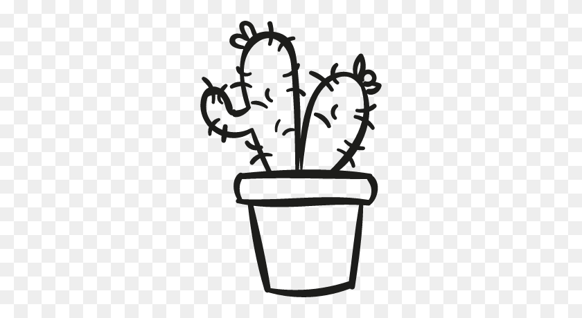 400x400 Two Cactus In A Pot Free Vectors, Logos, Icons And Photos Downloads - Cactus Outline Clipart