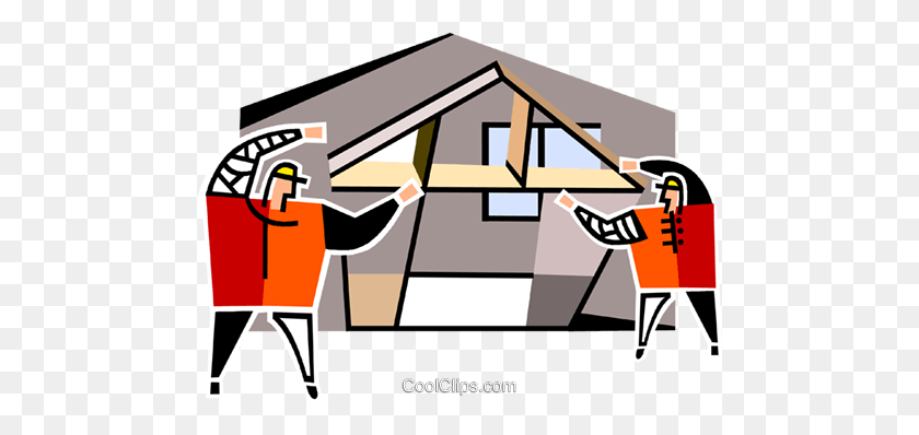 480x338 Dos Trabajadores De La Construcción Enmarcando Una Casa