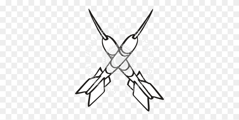 Two Darts In Black And White - Mosquito Clipart Black And White