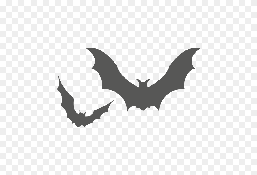 512x512 Two Flying Bats Silhouette - Bat Silhouette PNG