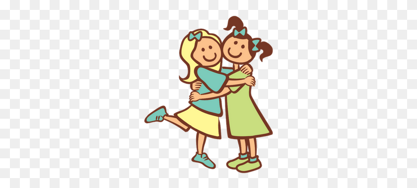 262x320 Two Friends Hugging Clipart - Two Friends Clipart