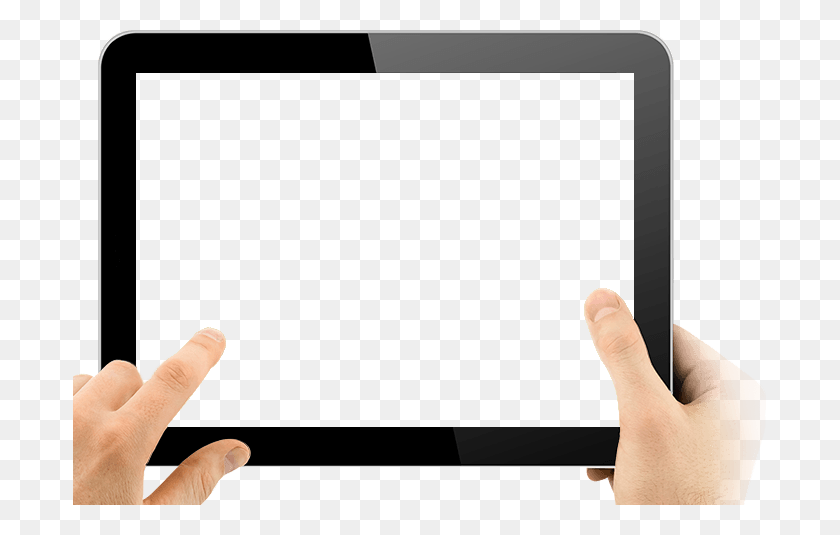 693x475 Two Hands Holding Empty Tablet Transparent Png - Ipad PNG Transparent