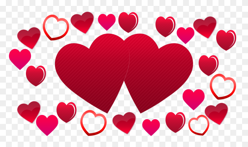 1024x576 Два Сердца Фон Много Любовных Сердец Png Бесплатно - Сердце Фон Png