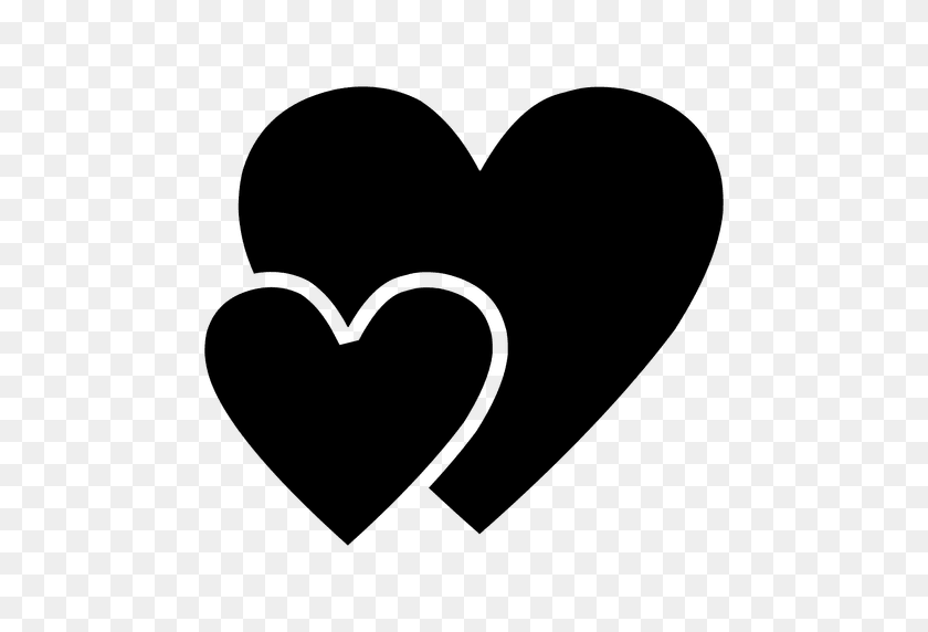 512x512 Два Сердца Силуэт Логотипа - Сердце Силуэт Png