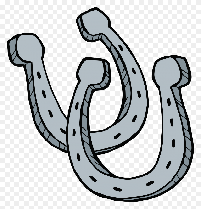 2400x2503 Two Horseshoes Clip Art Black And White - Clipart Horse Shoes