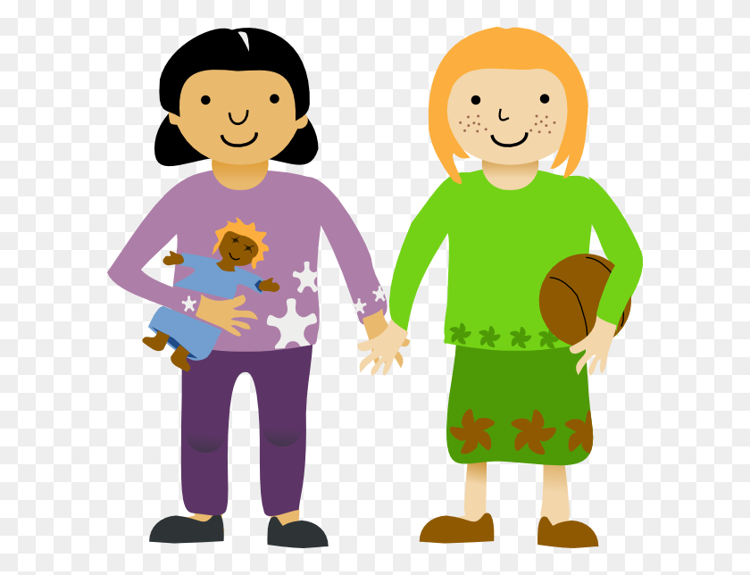 600x584 Two Little Girls Clip Art Free Vector - Two Hands Clipart