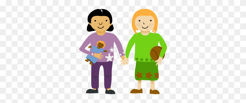 300x292 Two Little Girls Clip Art Free Vector - Girls Playing Clipart